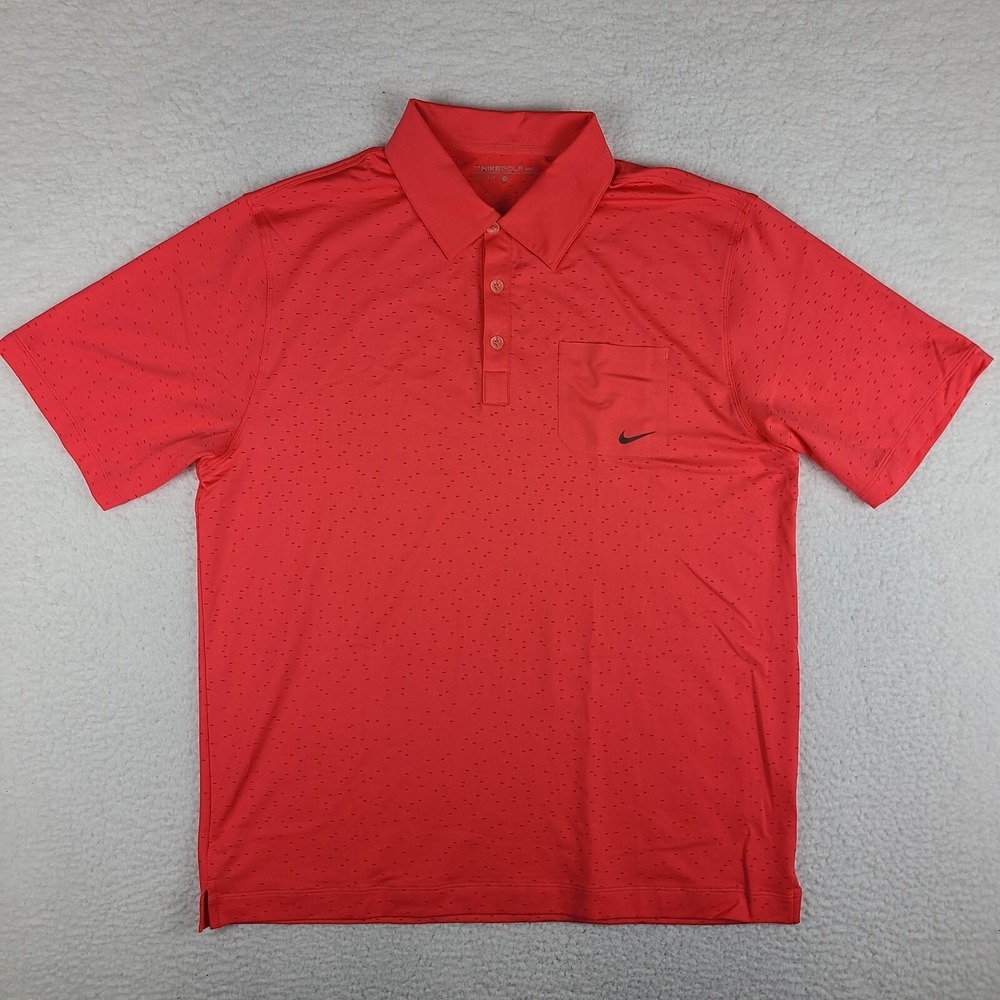 Nike Golf Polo Shirt Mens Large Pink Dark Dri Fit Performance Breathable